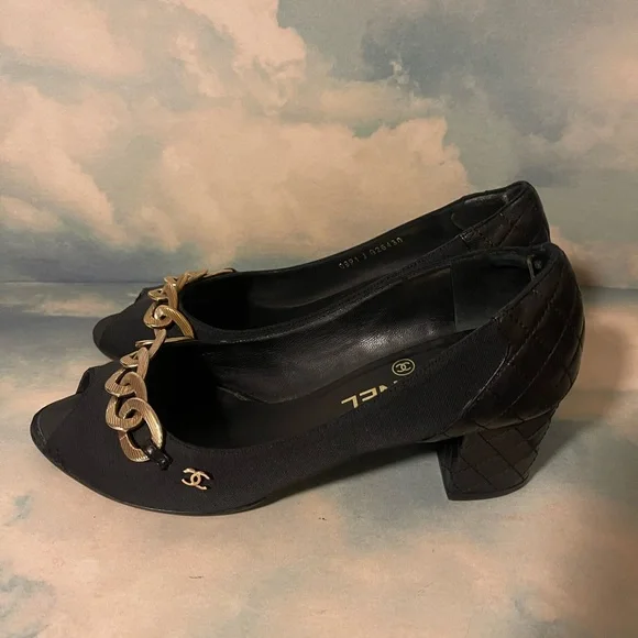 Chanel peep toe shoes 7.5 - Picture 3 of 10
